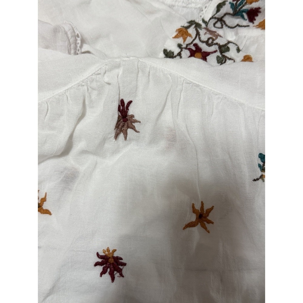 Free People Ava Embroidered Blouse Top Womens Size Large Ivory Floral Crop Boho - Picture 5 of 10